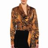 Long Sleeve Tops * | Safari Satin Printed Blouse Brown Multi