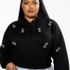 Long Sleeve Tops * | Plus Dollars On My Mind Rhinestone Sweatshirt Black