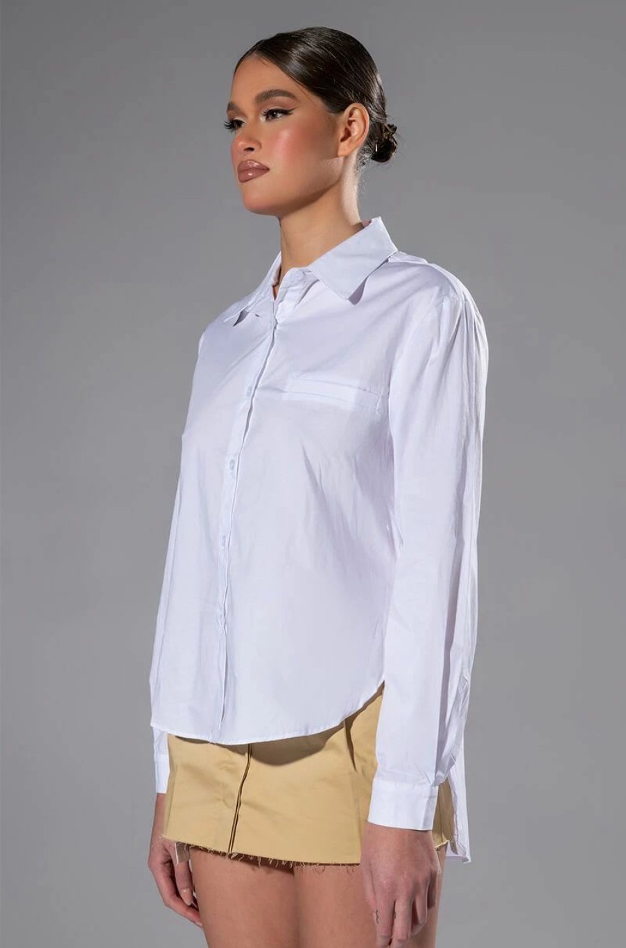 Long Sleeve Tops * | Easy Poplin Everyday Blouse White