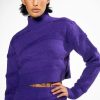 Long Sleeve Tops * | Cheyenne Cropped Mock Neck Sweater Purple