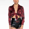 Long Sleeve Tops * | Nayelli Satin Tie Front Bodysuit