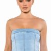 Two Piece Sets * | Not Your Average Girl Denim Strapless Top Light Blue