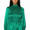 Long Sleeve Tops * | Naomie Satin Full Length Blouse Green