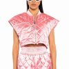 Two Piece Sets * | Cozy Mode Quilted Satin Vest In Pink