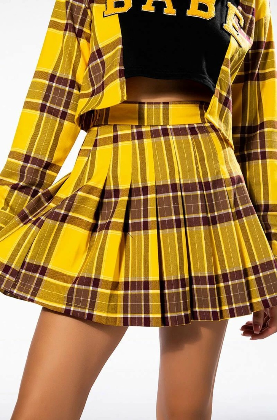 Two Piece Sets * | Homecoming Babe Pleated Mini Skirt Yellow Multi