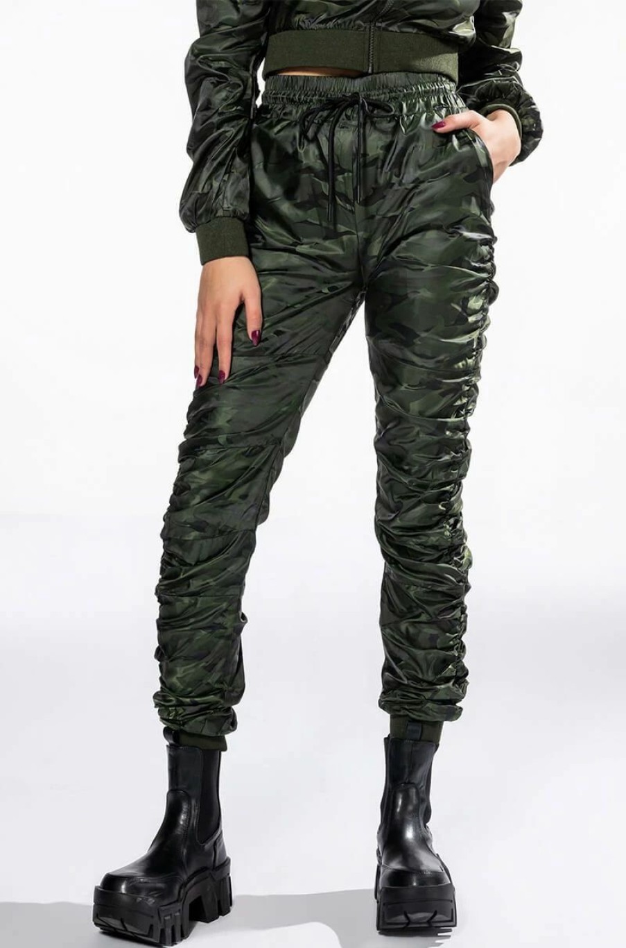 Two Piece Sets * | Youre The Problem Ruched Jogger Camo