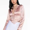 Long Sleeve Tops * | Delete My Number Satin Blouse