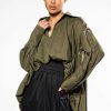 Long Sleeve Tops * | The Must Have Bubble Poplin Blouse Olive