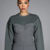 Hoodies And Sweatshirts * | Tatum Structured Fit Crewneck Corset Sweatshirt Charcoal Grey