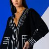 Long Sleeve Tops * | Sketchy Oversized Cardigan Black Multi