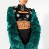 Long Sleeve Tops * | Eye Of The Beholder Faux Fur Long Sleeve Crop Top Green Multi