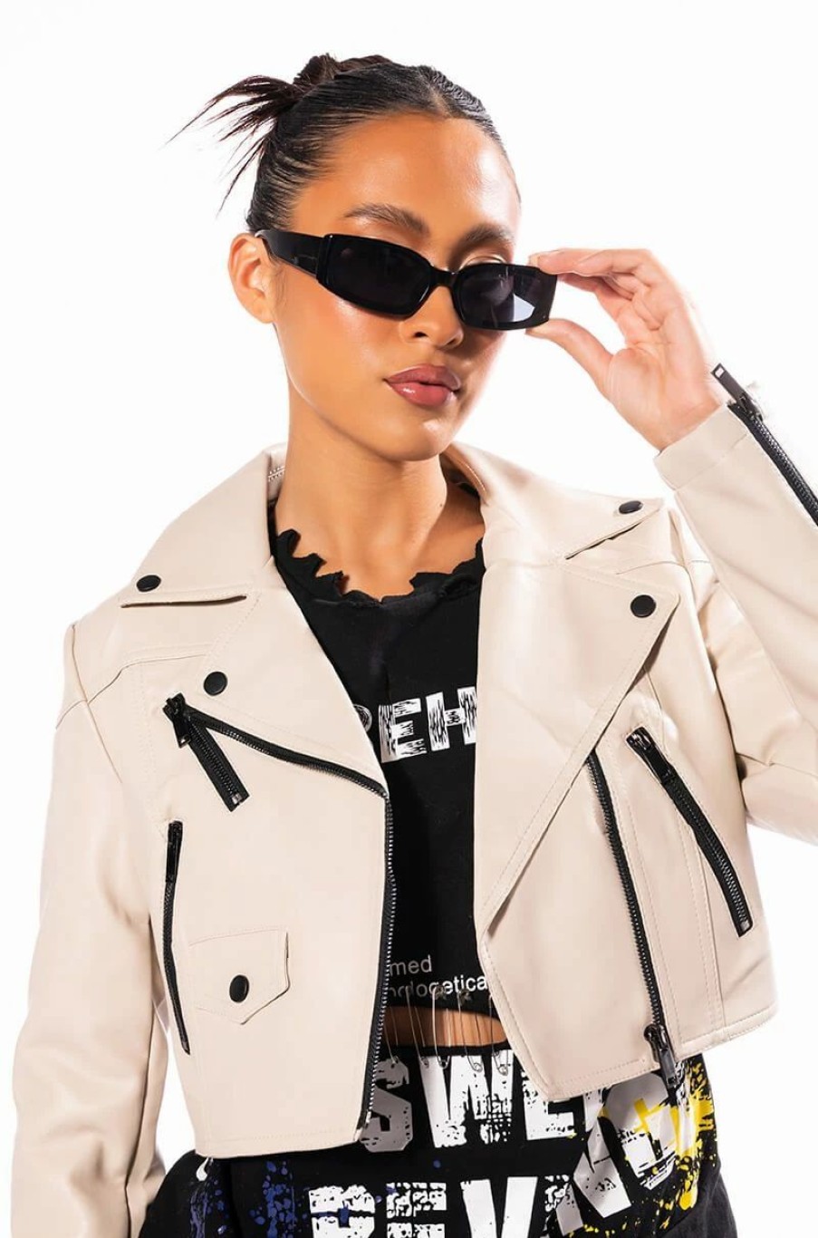 Moto Jackets * | Count The Stars Basic Moto Jacket Ivory