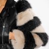 Moto Jackets * | Veneta Moto Jacket With Faux Fur Arm Black Multi