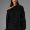 Hoodies And Sweatshirts * | Be Here Textured Off Shoulder Sweatshirt Black