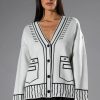 Long Sleeve Tops * | Sketchy Oversized Cardigan White Multi