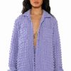 Long Sleeve Tops * | Existing Loudly Textured Button Down Top Purple