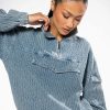 Two Piece Sets * | Monte Cozy Pocket Detail Half Zip Sweatshirt Light Blue