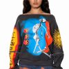 Long Sleeve Tops * | Deep Thoughts Oversized Graphic Sweatshirt Grey Multi