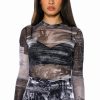 Long Sleeve Tops * | Paradise Long Sleeve Abstract Body Suit Silver Multi