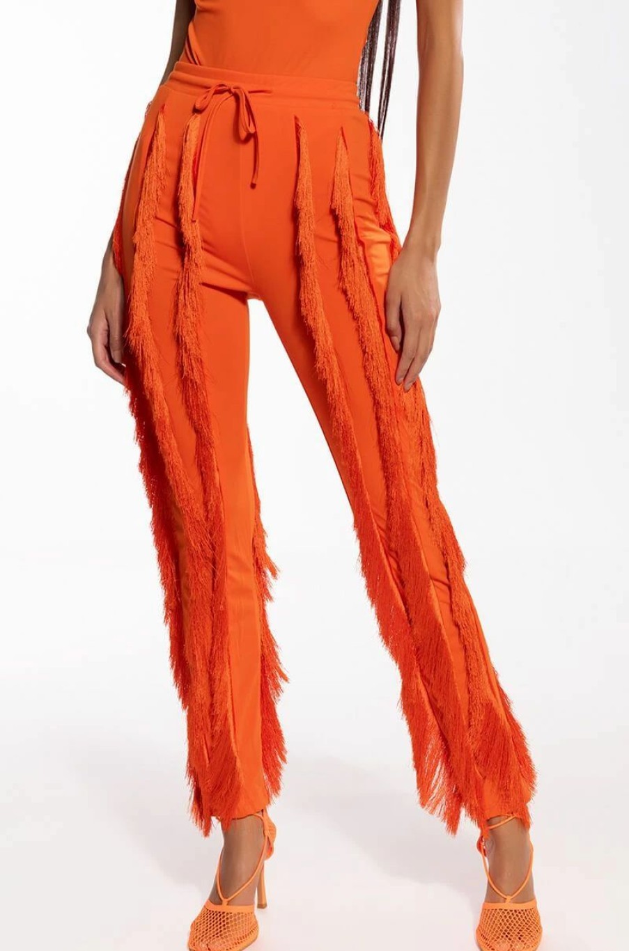 Two Piece Sets * | Josefina Fringe Detail Joggers Orange