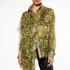 Long Sleeve Tops * | All Over Asymmetrical Buttondown Blouse Yellow Multi