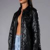 Moto Jackets * | Kate Quilted Faux Leather Button Down Shirt Black