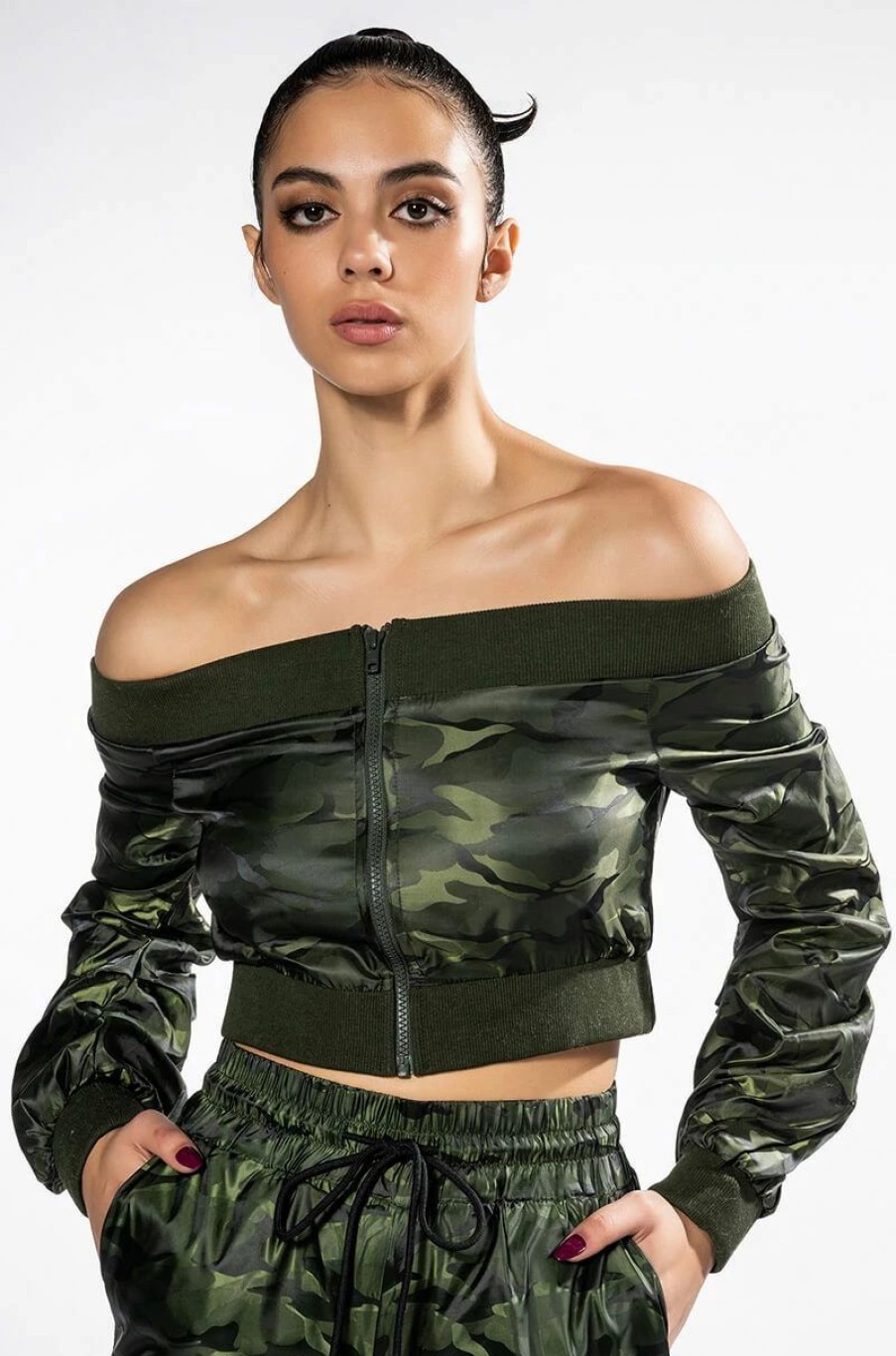 Long Sleeve Tops * | Youre The Problem Zip Up Top Camo