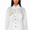 Long Sleeve Tops * | Stay Fly Oversized Button Down Blouse White