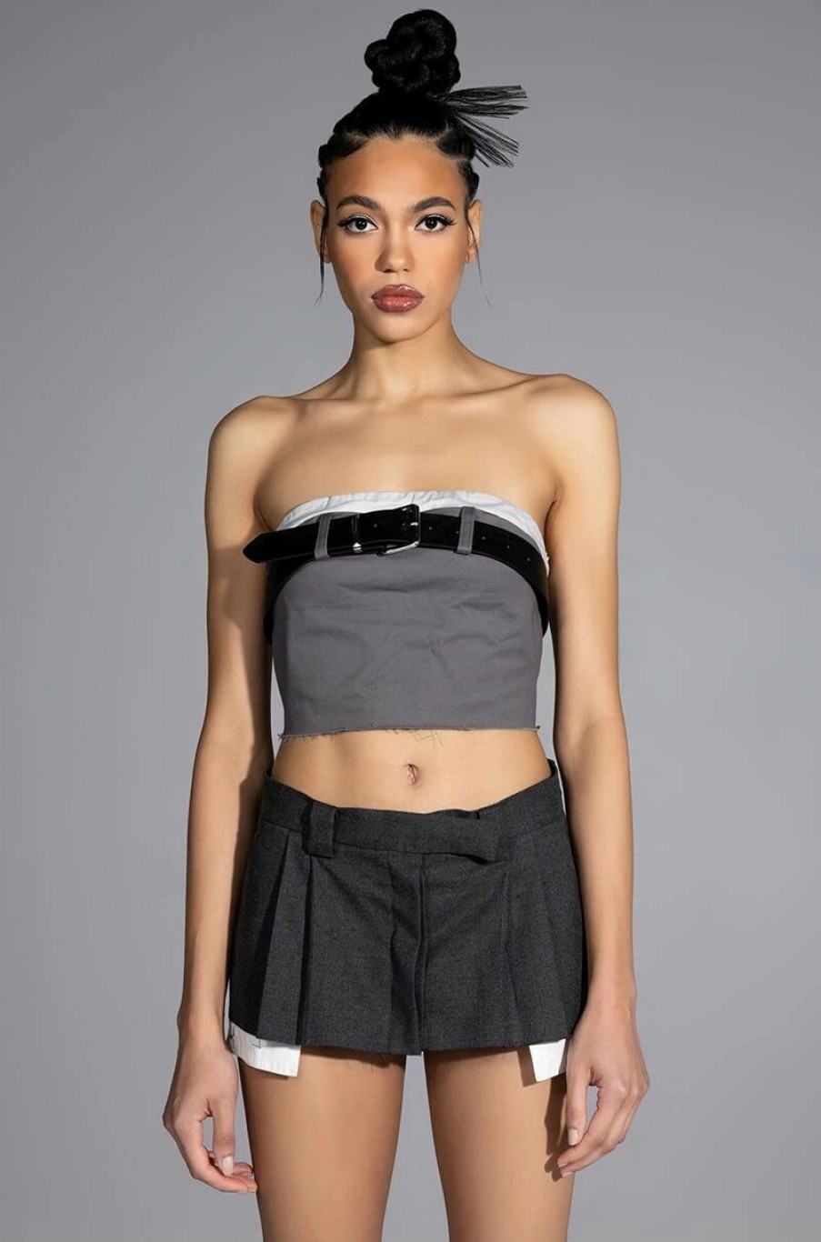 Two Piece Sets * | Kisses Tailored Skort Charcoal Grey