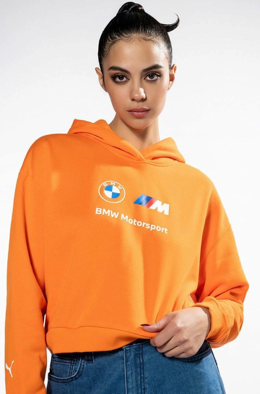 Long Sleeve Tops * | Puma Bmw Womens Logo Hoodie Orange