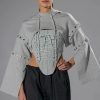 Hoodies And Sweatshirts * | Persuasive Corset And Cropped Convertible Hoodie Set Heather Grey