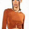 Long Sleeve Tops * | Hold Up Slinky Long Sleeve Crop Top Rust