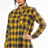 Long Sleeve Tops * | Dark Fantasy Button Down Flannel Yellow Multi