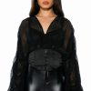 Long Sleeve Tops * | Leilani Corset Detail Blouse Black