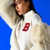 Hoodies And Sweatshirts * | Upper East Side Faux Fur Sleeve Sweatshirt White Multi