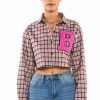 Long Sleeve Tops * | Plaid B Long Sleeve Blouse Pink Multi