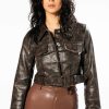 Moto Jackets * | Self Control Soft Croc Moto Jacket Brown