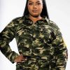 Long Sleeve Tops * | Plus Whatever Camo Bomber Jacket Green Camo