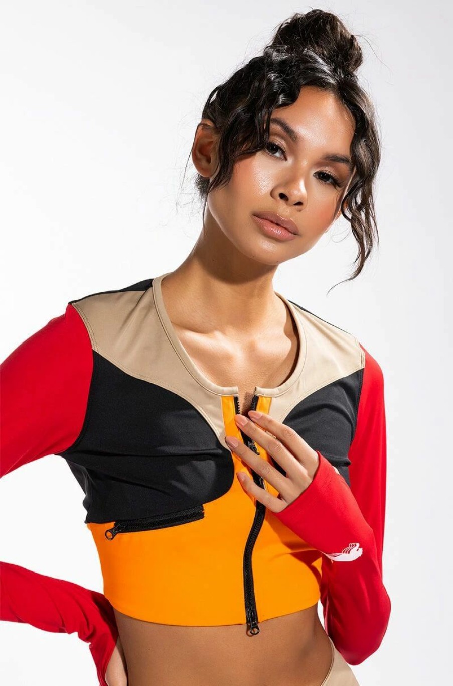 Long Sleeve Tops * | Puma Multi Color Unity Crop Top Red Multi