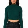 Long Sleeve Tops * | Anything But Basic Textured Long Sleeve Top Dark Green