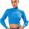 Long Sleeve Tops * | Sage Cropped Turtleneck Sweater Blue