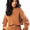 Hoodies And Sweatshirts * | Just A Lover Scuba Mock Neck Sweatshirt Brown