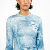 Long Sleeve Tops * | Its The Denim For Me Mock Neck Top Blue Multi