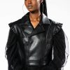 Moto Jackets * | It'S My Time Moto Jacket With Mesh Puff Sleeve Black