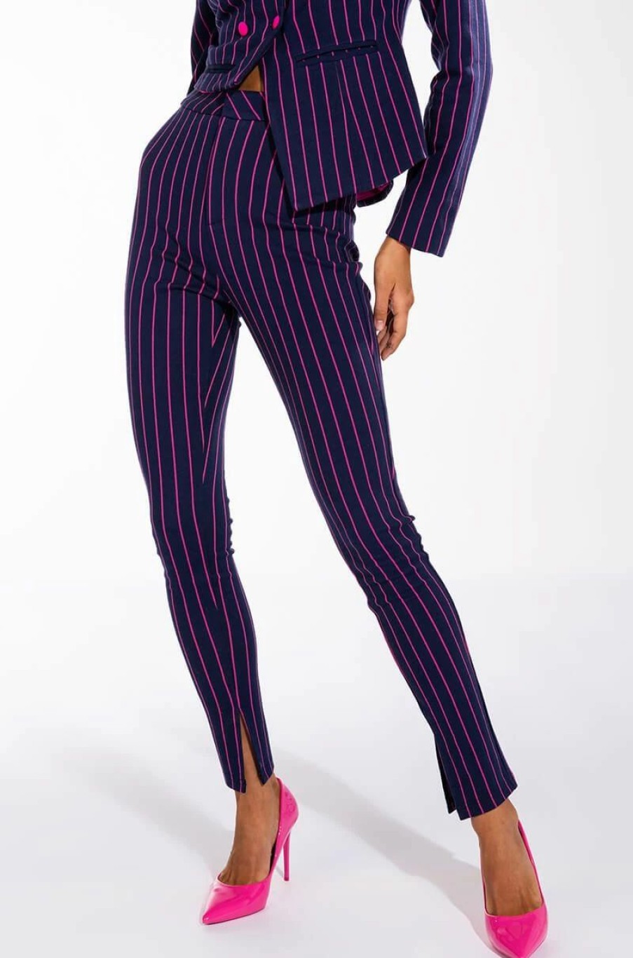 Two Piece Sets * | Sweet Like Sugar Pinstripe Skinny Pant Blue Multi