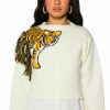 Long Sleeve Tops * | Tiger Baby Crew Neck Long Sleeve Sweater Ivory Multi