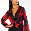 Long Sleeve Tops * | For The Thrill Of It Long Sleeve V Neck Blouse Red Multi