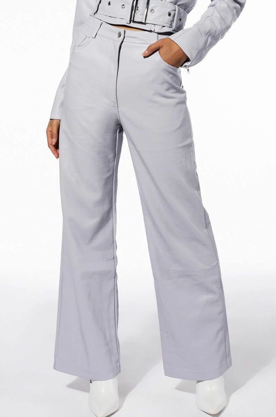 Two Piece Sets * | Be About It Faux Leather Wide Leg Pants Light Purple