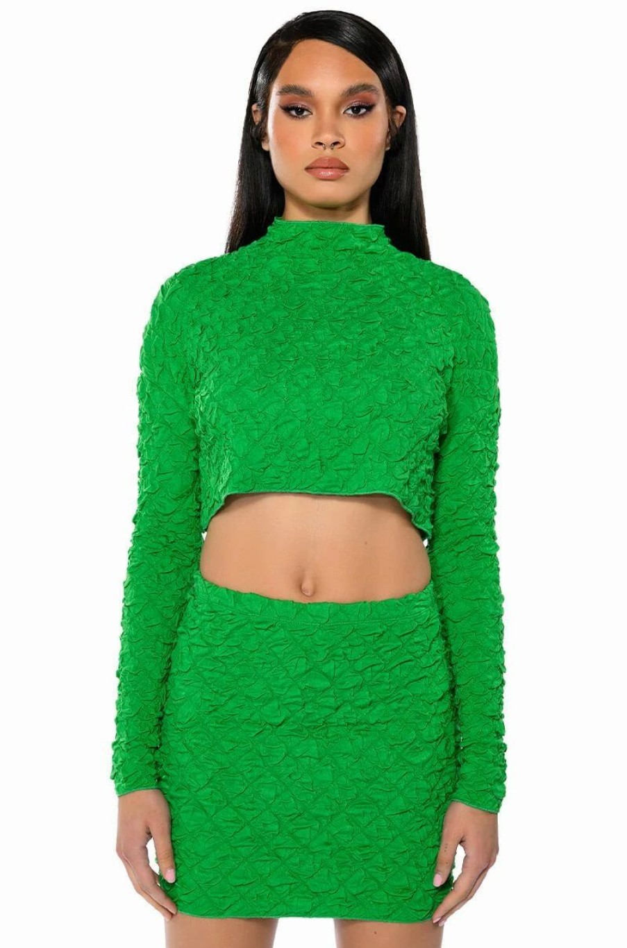 Long Sleeve Tops * | Highlight Of Your Day Textured Top Green