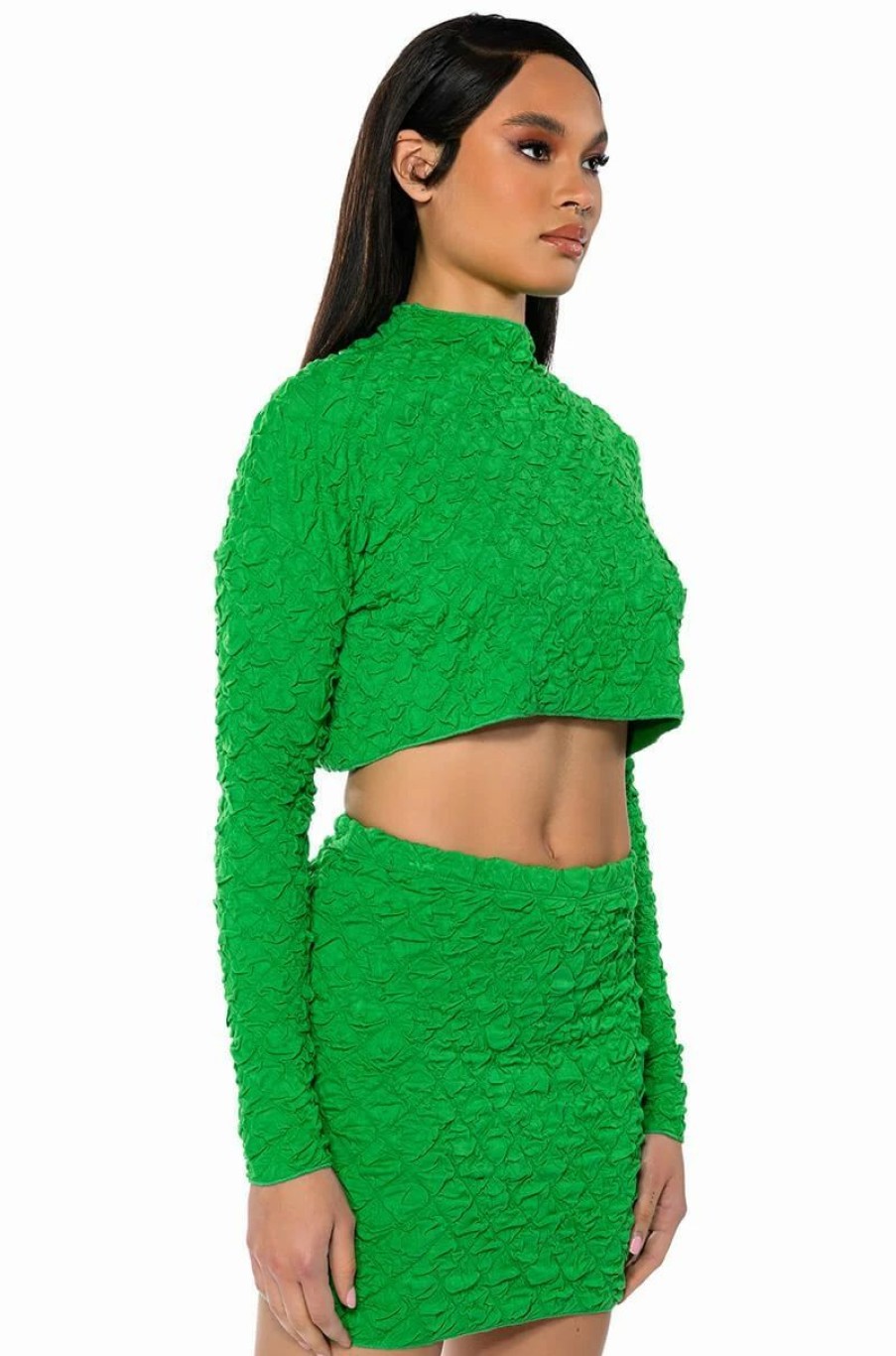 Long Sleeve Tops * | Highlight Of Your Day Textured Top Green